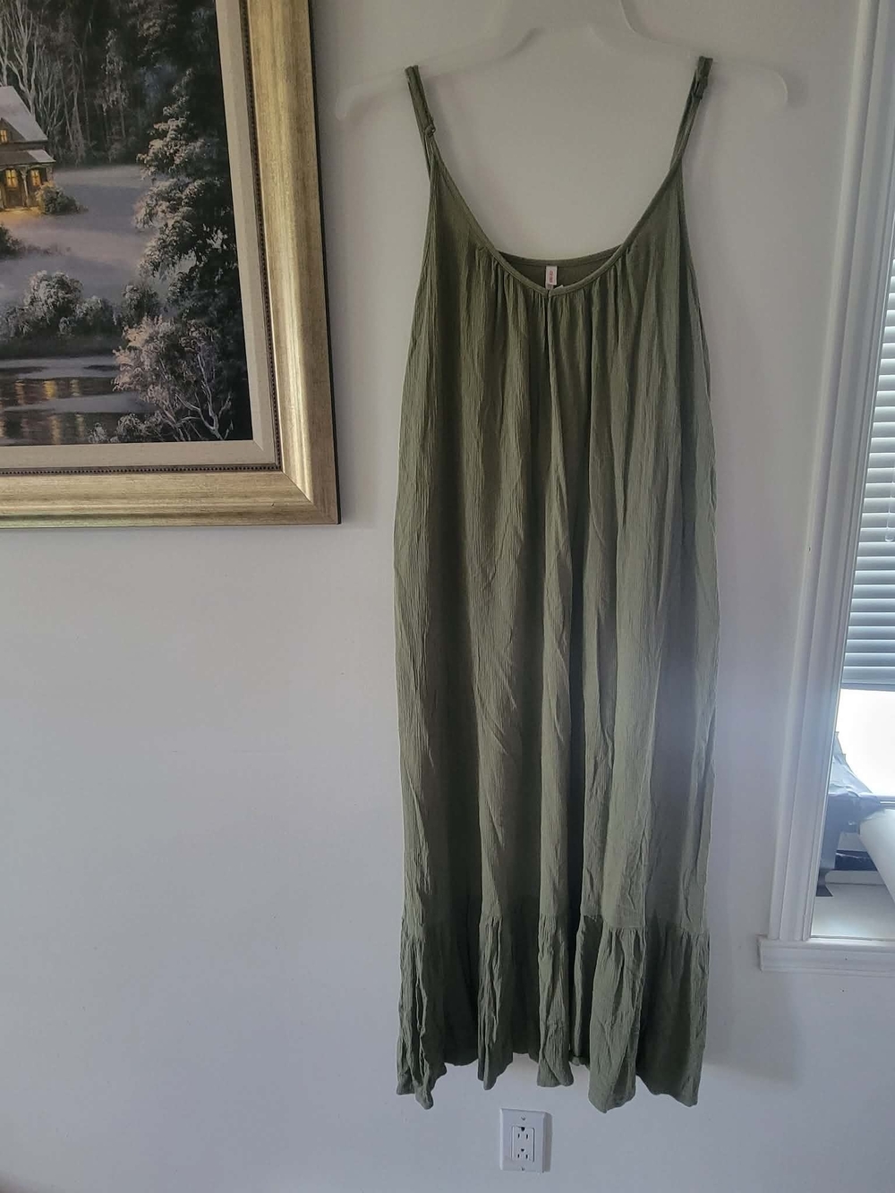 Joe Fresh Olive Green Maxi Sundress with Ruffle Hem